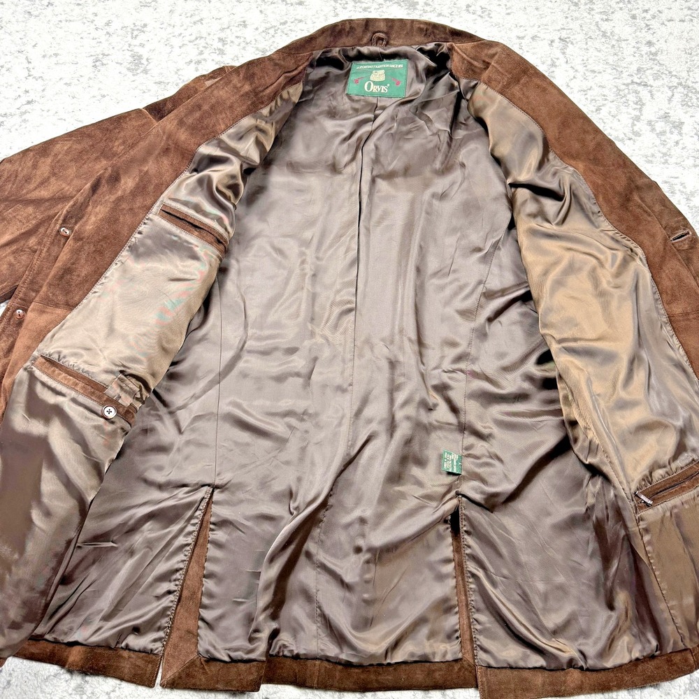 Orvis Sport Coat Mens Large Brown Leather Shooting Hunting Jacket Elbow Patches - Picture 11 of 13